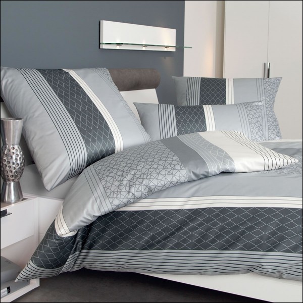 Janine mako satin bettwäsche messina design 4842 08 silber grau ...