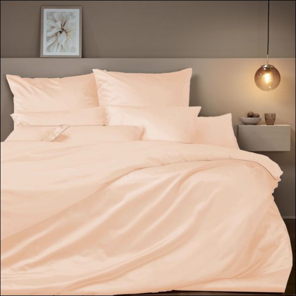 Curt Bauer Uni Mako Satin Bettwäsche Kissenbezüge oder Spannbettlaken 0000-3530 apricot