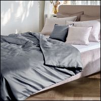 Curt Bauer Mako Brokat Satin Bettwäsche Bente in 200x220 cm 9033-0253 stone grau