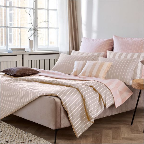 Curt Bauer Mako Brokat Damast Bettwäsche Belluno Design 9035-0104 sand Streifen