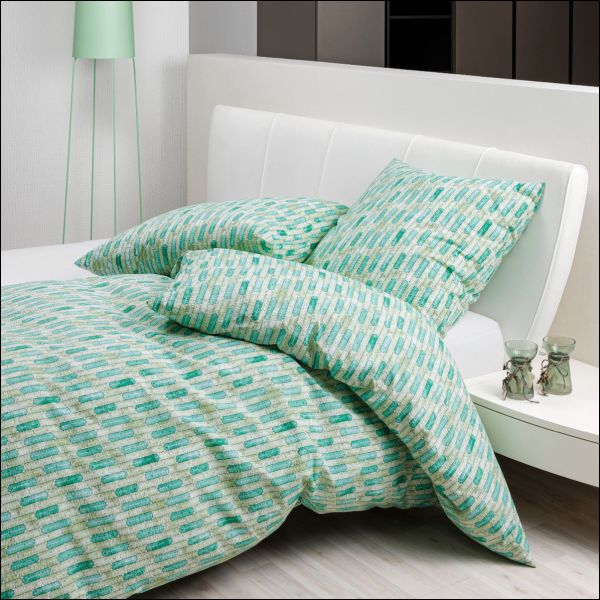 Janine Mako Soft Seersucker Bettwäsche Tango 20149-06 limette Geometrisch