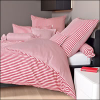 Janine Mako Satin Bettwäsche Programm modernclassic 3912-01 dunkelrot weiß rot