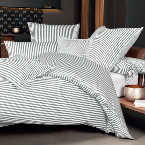Janine Mako Satin Bettwäsche Programm modernclassic 3912-08 silber weiß grau