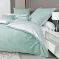 Janine Mako Satin Bettwäsche Programm modernclassic 3936-16 Farbe jadegrün weiß