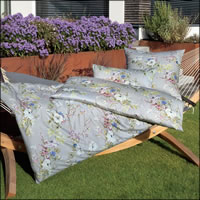 Janine Mako-Satin Bettwäsche Milano 45044-08 opalgrau Blumen Blüten Modern