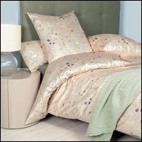 Janine Mako-Satin Bettwäsche Milano 45047-07 creme perle Blumen Modern Blätter