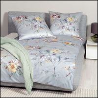 Janine Mako-Satin Bettwäsche Milano 45053-08 grauviolett Blumen Blüten Modern