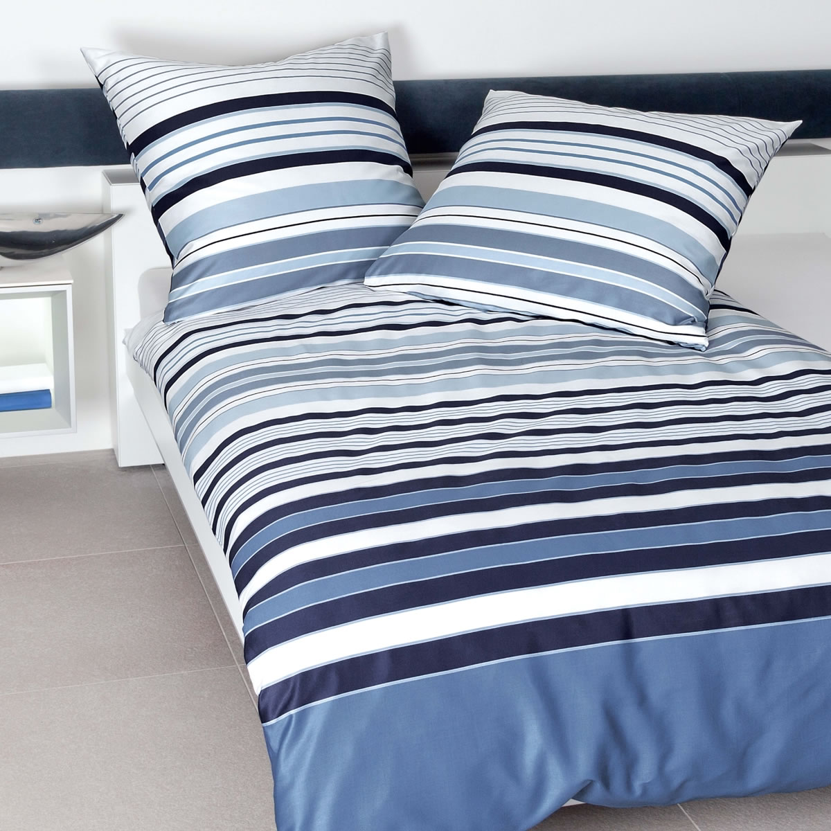 Janine Mako Satin Bettwäsche J.D. Design 87040-02 blau ...