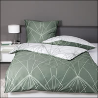 Janine Mako Satin Wende-Bettwäsche J.D 87054-06 salbeigrün jade modern