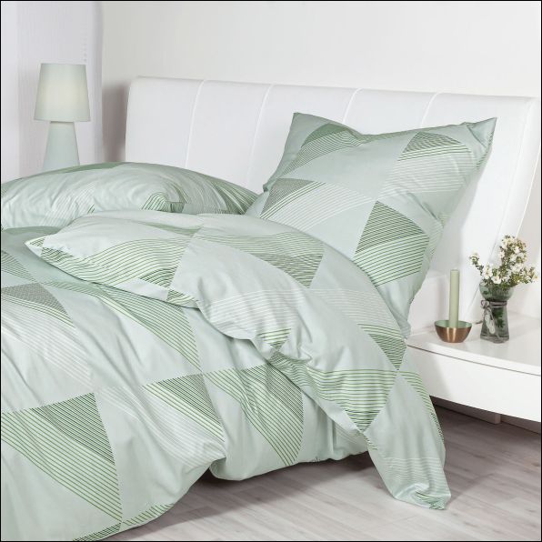 Janine Mako Satin Bettwäsche J.D. 87065-06 lindgrün geometrisch modern Streifen