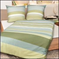 Janine Mako Satin Bettwäsche J.D. 87078-06 rauchgrün lind Streifen Quer Modern
