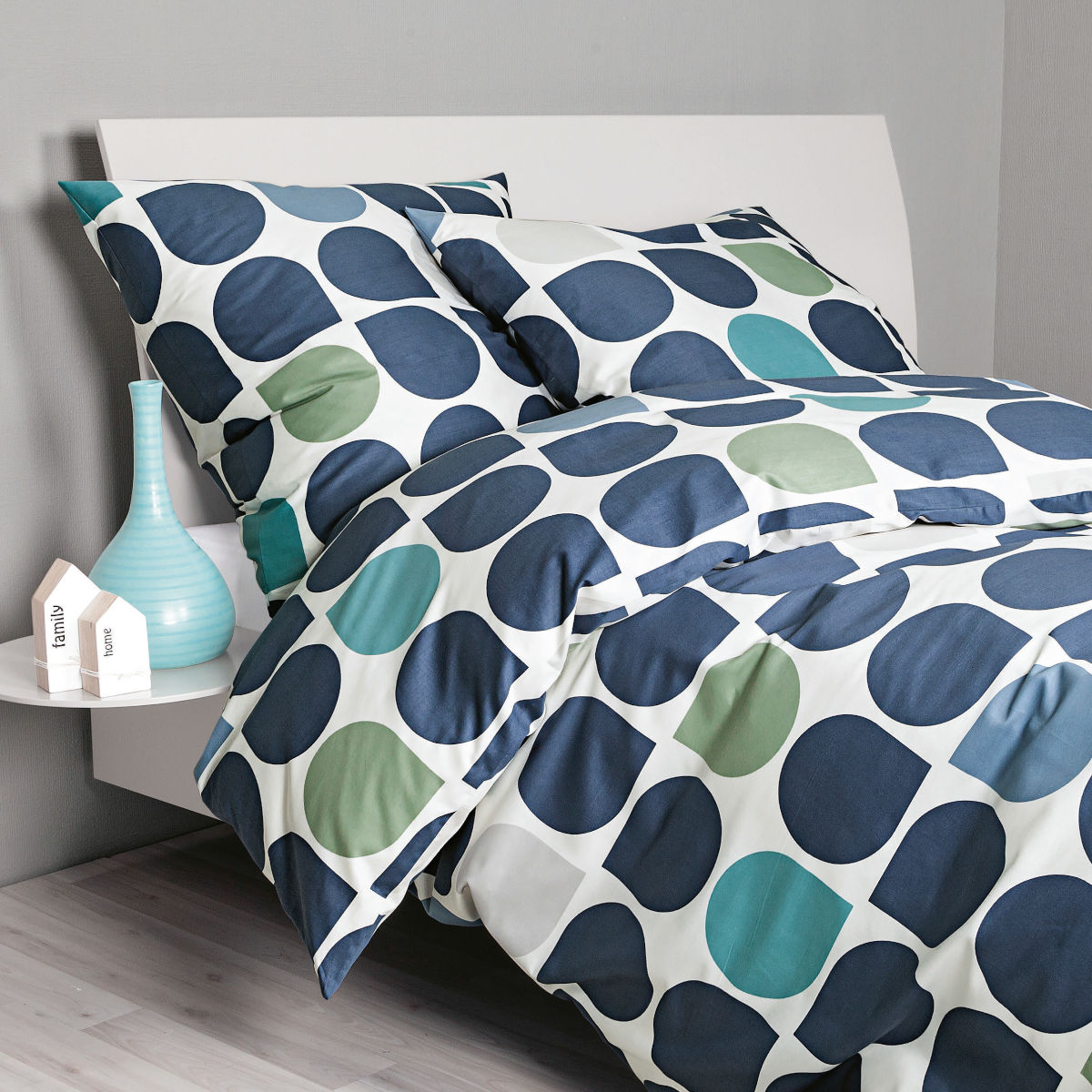Janine Mako Satin Bettwäsche J.D. 87093-02 denimblau-rauchgrün 