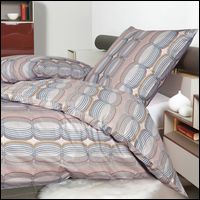 Janine Mako Satin Bettwäsche moments 98086-01 koralle blau rosenholz Streifen