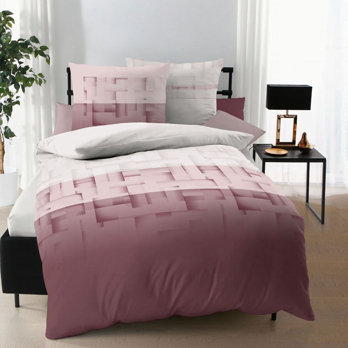 Kaeppel Renforcé Bettwäsche 155x220 cm Cadette 12012 burgund altrosa Viereck
