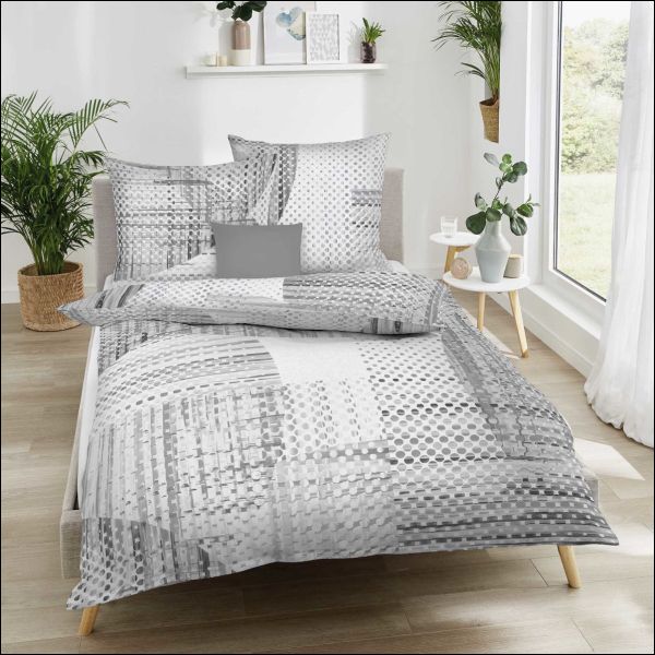 Kaeppel Feinbiber Bettwäsche Supreme 200x200 cm 25609 grau Punkte geometrisch