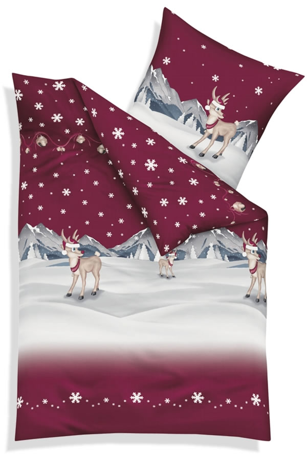 Kaeppel Fein Biber Bettwasche 155x220 Cm Winterwonderland 3252 Rot