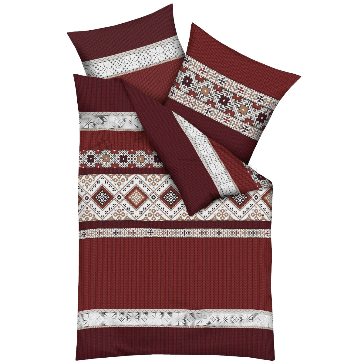 Kaeppel Feinbiber Biber Bettwäsche Norway in 240x220 cm 33022 Strickoptik rot