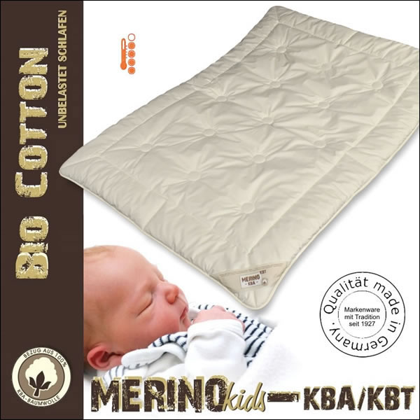 Merino Winterdecke Kinderdecke Duo Decke kbA Baumwoll Bezug  kbT Wolle