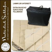 Lammflor Unterbett mit Merino Schafschurwolle Füllung versch. Größen