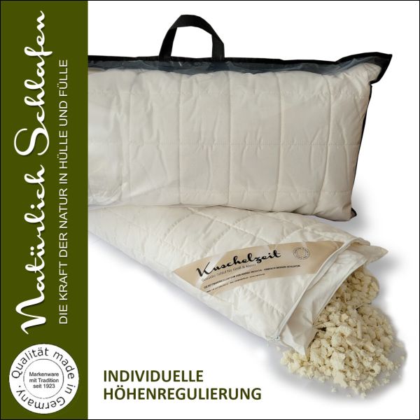 Höhenverstellbares Latex-Flocken Kopfkissen in 40x80 Nackenstützkissen