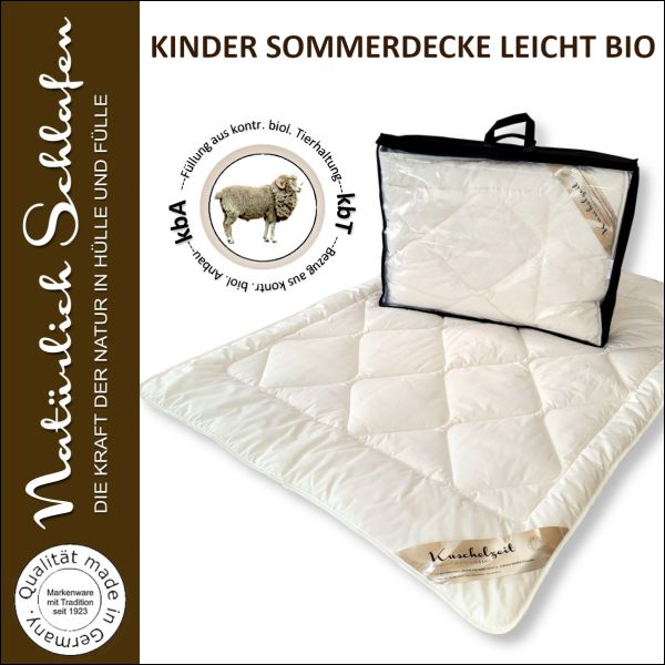 Bio Merino Schafschurwolle Kinderdecke Sommerdecke kbA und kbT in 100x135 cm