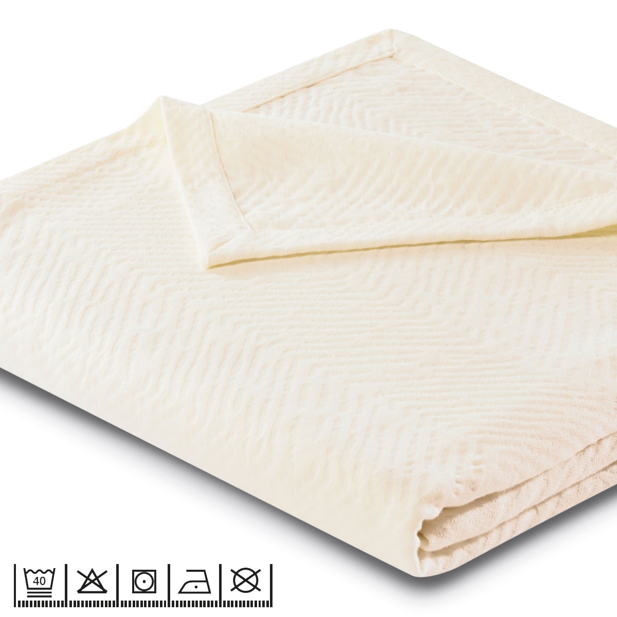 Biederlack Überwurf 220x240 Cm – Baumwoll-Mischgewebe, Mit Velours-Einfassung, Camel, Made In Germany